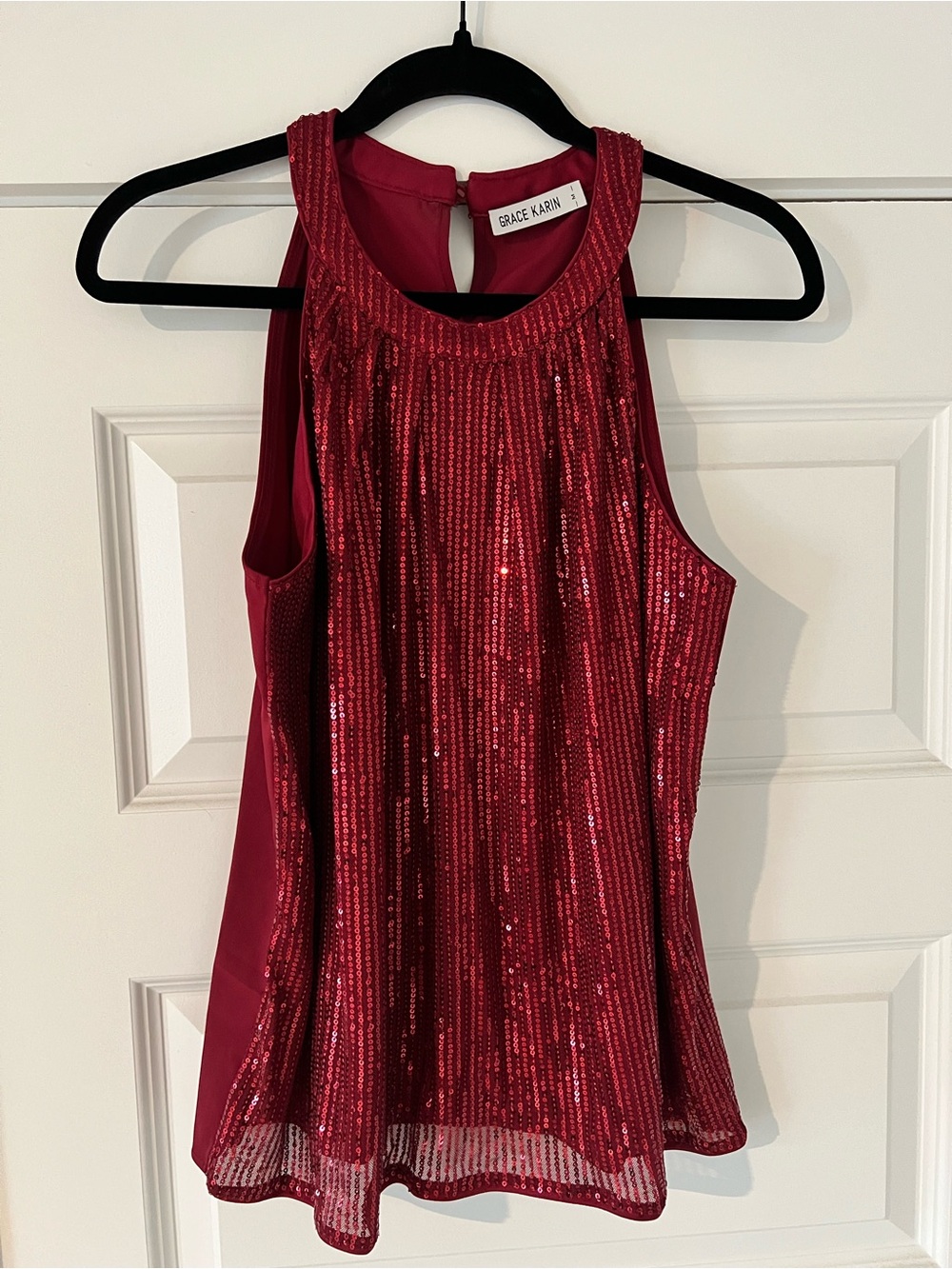 NWOT ❤️ Grace Karin Red Sequin Halter Top - size Medium